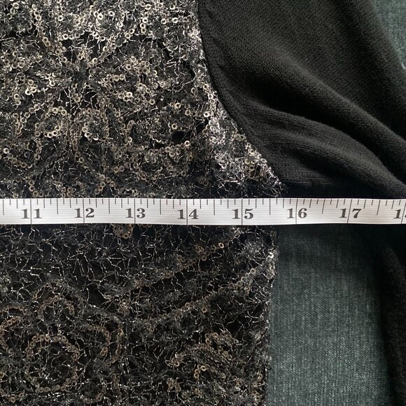 Anthropologie Knitted & Knotted Cropped Cardigan, Black/Sequin, Size S - Picture 6 of 6
